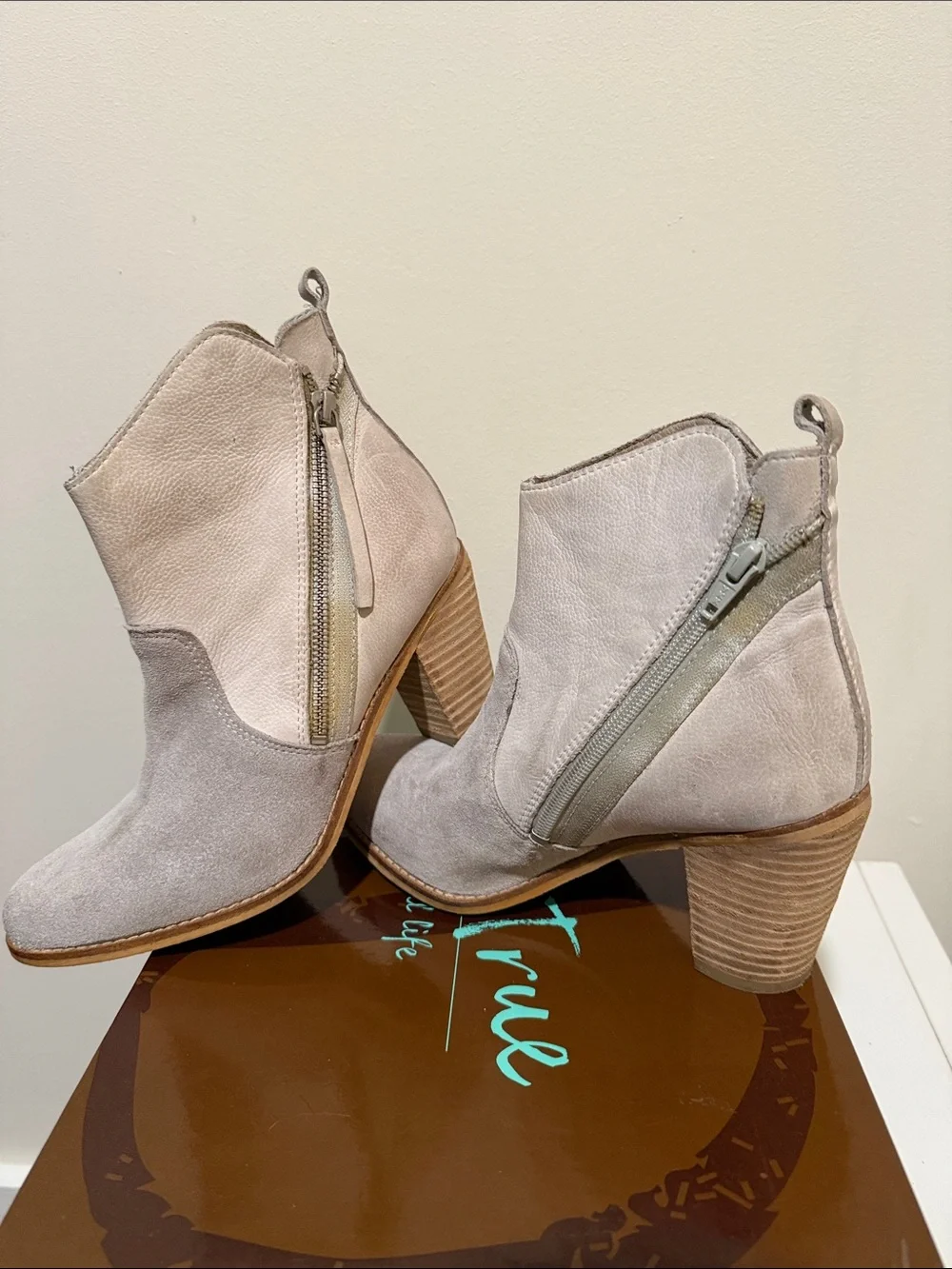 DIBA True Shady Tree Ankle Boot in Light Gray Suede